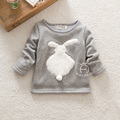 Spring Autumn baby girls fashion thick fleece t shirt kids warm rabbit tops