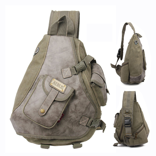 Multi pockets canvas and leather men sling bag backpack Cool mens bags Free shipping-inBackpacks ...