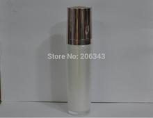 100ml pearl white acrylic press pump lotion.emusion bottle,cosmetic container,press pump bottle with pink lid ,Cosmetic bottle