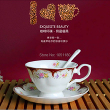 high quality European pastoral style ceramic coffee cup dish spoon Set Bone porcelain British-style afternoon tea coffee mugs