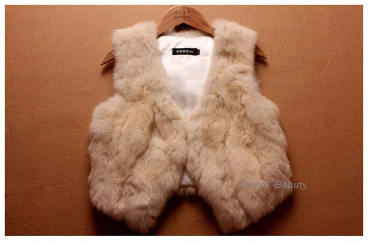 women rabbit fur vest short (12)