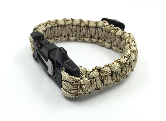 Outdoor Camping Men Compass Whistle Paracord with Fire Starter Survival Bracelet Rope Kit with Flint Whistle