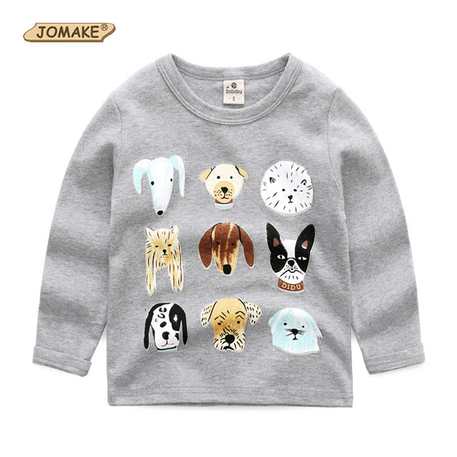 Животное Печатные Мальчиков Longsleeve Футболка 2016 Новая Осень Мода Мальчики Толстовка Милые Случайные Детская Одежда Мальчиков Одежда