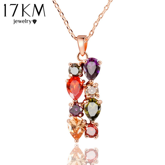 Gold Plated Necklaces Pendants With Multicolor Colorful Cubic Zircon Necklace Jewelry For Women Christmas Gift