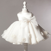 2016 summer baby girl christening gowns 1 year birthday dress Big bow fashion tutu wedding baptism