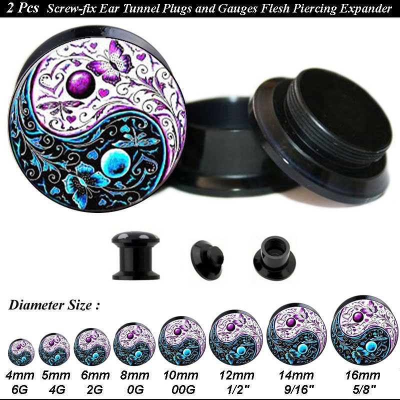 2pcs Erfly Taichi Ear Tunnels Plugs Gauges Fleshbody 2pcs Erfly Taichi Ear Tunnels Plugs Gauges Fleshbody Piercing Reamer Expander Stretching Size 4mm 16mm The Bargain Paradise
