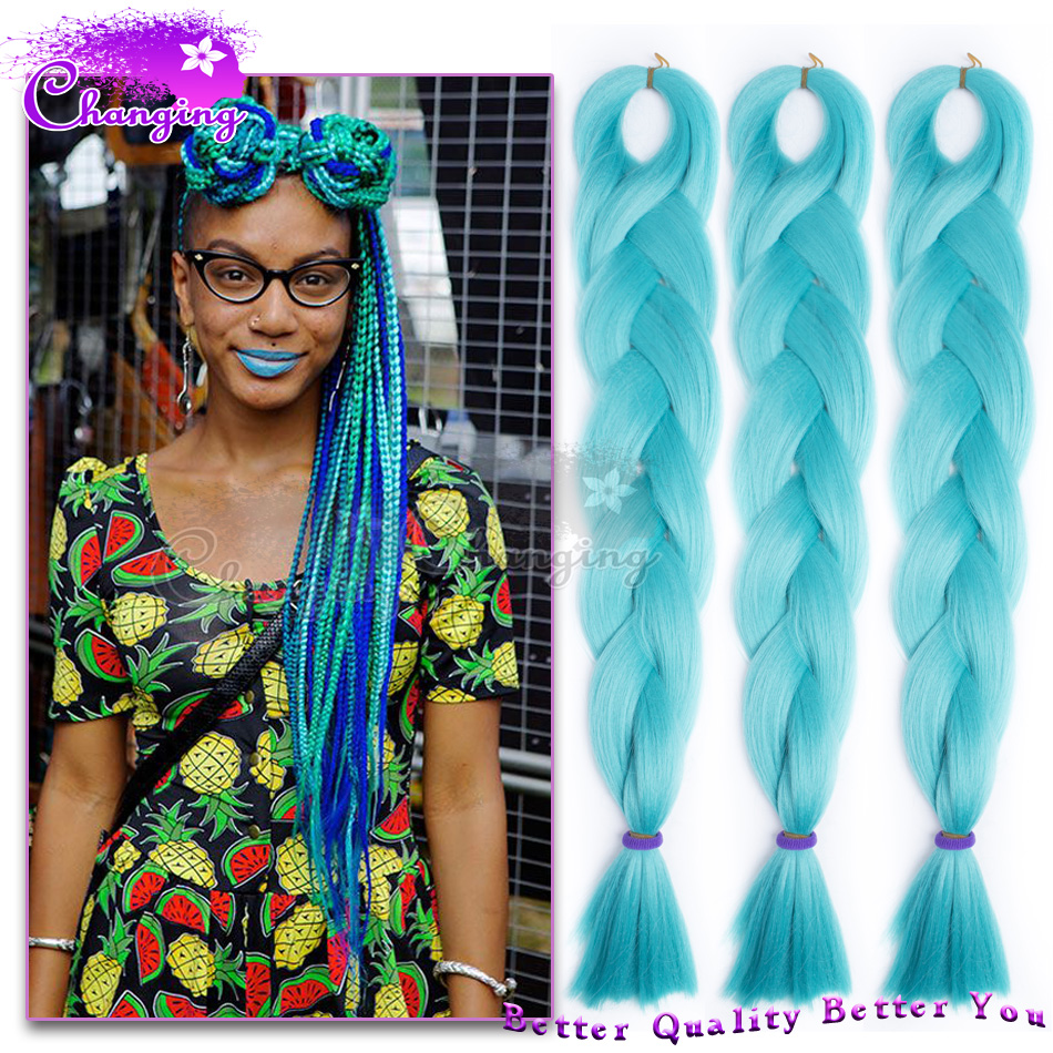 Inch Light Blue Box Kanekalon Braiding Hair Blue Kanekalon Jumbo Braid ...
