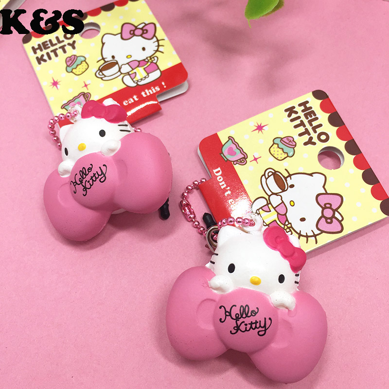 4cm Hello Kitty Rare Squishy 5PCS/lot Mini Cute Kawaii Pink Bow kitty Doll Sweet mobile cell phone Charm Dust plug on sales 328