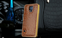 2015 Aluminum Crocodile Leather 5 colors Case For Samsung Galaxy S5 i9600 Cell Phone Hard Case