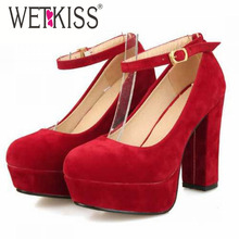 Ankle Straps Pumps Ladies Rubber Sole Red Bottom Wedding Shoes Platform Pumps New 2015 Women Gladiator Thick High Heels Shoes