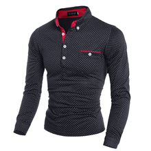 Brand Clothing Men Polo Shirt Pocket Polka Dot Long Sleeve Polos Men Casual Fitted Tee Shirts Man Korean Slim Fit Polo Male 3XL
