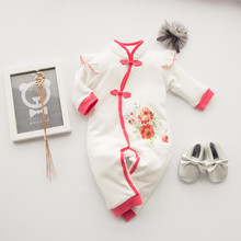 baby girl clothes cheongsam 100%Cotton long Sleeve Clothing Similar Jumpsuit Printed Baby Girl Bodysuits 2016 free shipping