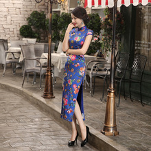 Free Shipping Vintage qipao dress Chinese Dress Floral Painted Blend Silk Cheong-sam Long Cheongsam Dress