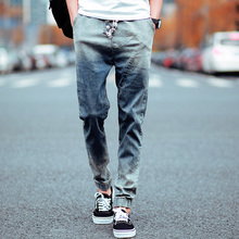 Mens Skinny jeans 2016 slim male jeans denim Biker jeans hiphop pants gradient color jeans for man