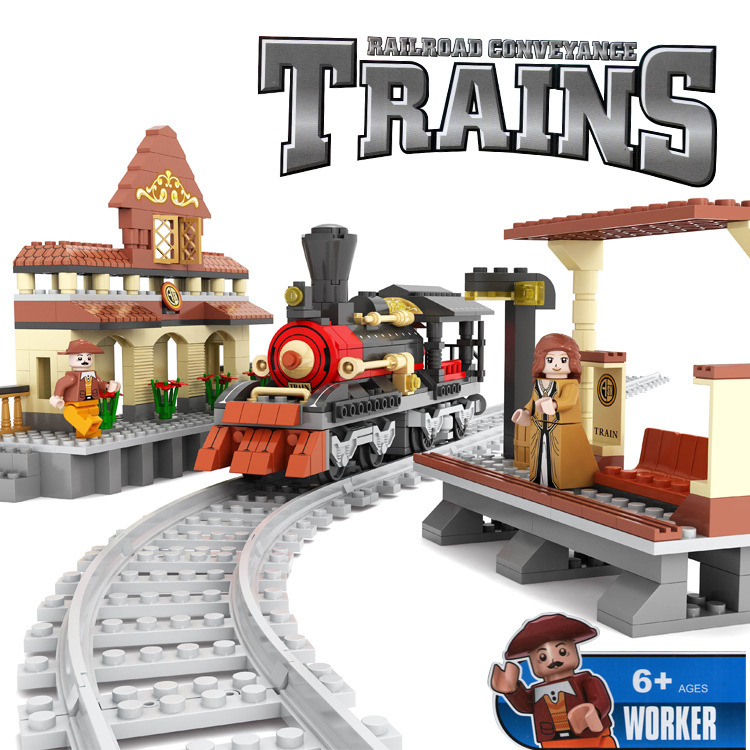 Ausini 25811 Train Station building blocks puzzle train 462 particles Train Bricks Blocks children's educational toys