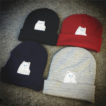 Hot! Cat Erect Middle Finger Hat Winter Couples Wool Hats Fashion Cotton Women Warm Head Hats Knitting Hats