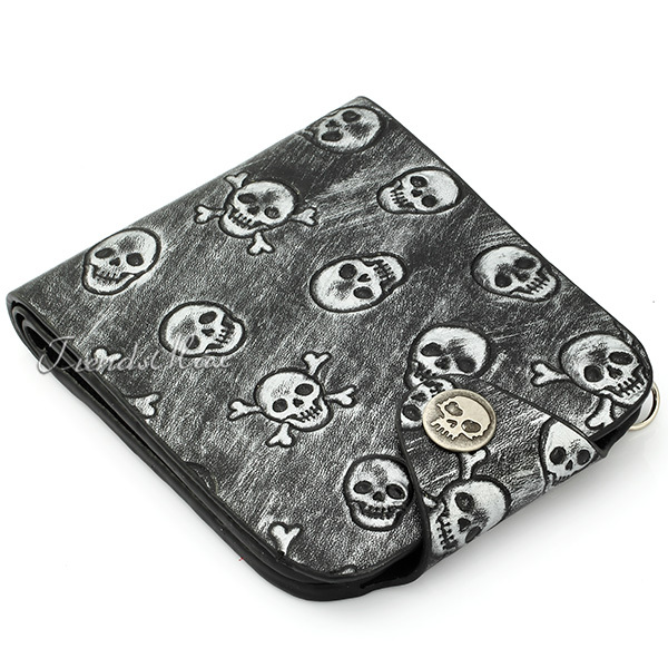 Punk Skull Bone Cross Design Mens Boys Black Bifold PU Leather Wallet Purse Coin Pocket Card