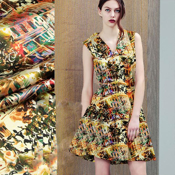 2015New luxury classic digital print spandex/silk fabric for dress,shirt,suit,heavy charmeuse silk yarn19mm free shipping SP1312
