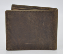 High Quality Vintage Handmade 100 Genuine Crazy Horse Leather Cowhide Men Short Bifold Wallet Purse Card