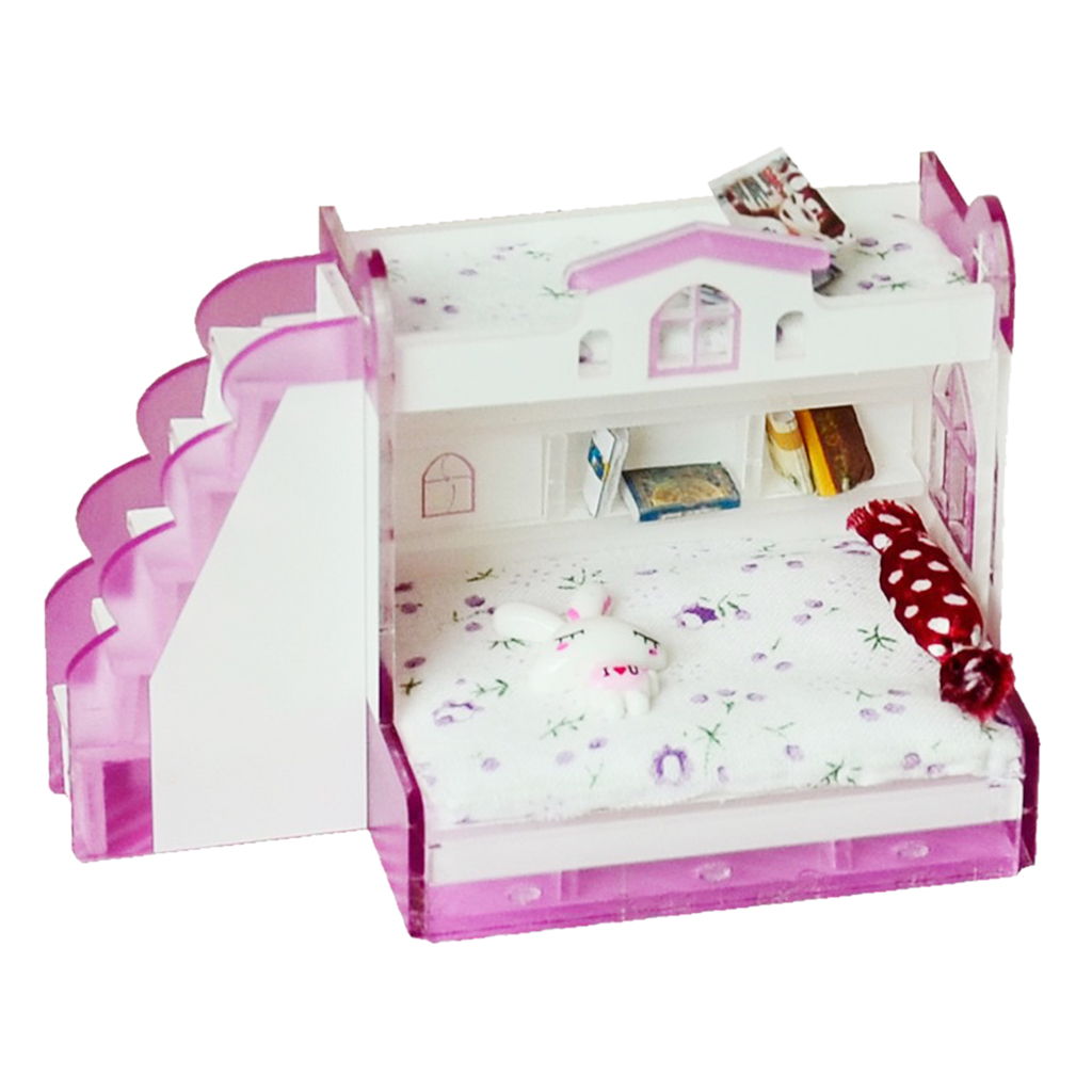 Mini Furniture Bedroom Doll Bunk Bed Dollhouse Kid Girl Toy Gift 1:12 Doll House