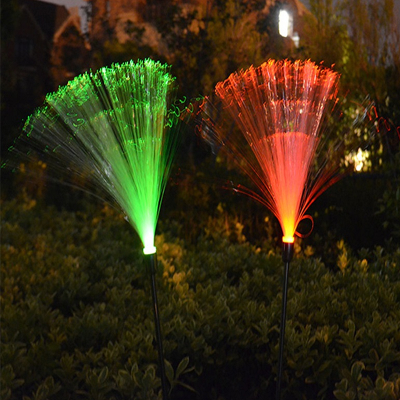 2pcs fiber optic Colorful changing waterproof garden light led solar light outdoor lighting christmas lamp