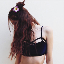 2016 Hot Sale New Sexy female strappy Bustier blusa Women crop top Tank top crop strappy bra debardeur Femme halter bralette