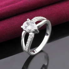 Beautiful lover lady valentine gift Plated Silver Rings wedding stone crystal Jewelry free shipping factory price