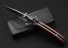 Red wooden pocket hunting knifes folding tactical survival knife hard degree 55 HRC titanium coating knife