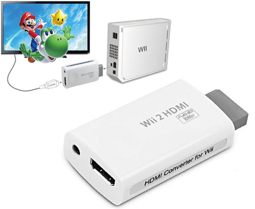 1080P 720P Upscaling Adapter For Wii 2 To HDMI Converter Output HDTV 3
