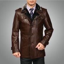 New 2014 Winter Male Suit Collar Thickening And Wool Windbreak Waterproof Leather Jackets Leather Coat Men’s Leather Jacket