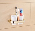 New Design Bathroom Wall Mounted Gold Finish Tooth Brush Holder Dounle Ceramic Cup