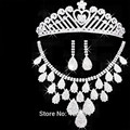 2016 Necklace Wedding African Beads Newly Rhinestone Bridal Jewelry Sets Engagement Tiara Hairbands Tassel Necklace Earring