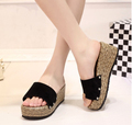 2016Bestseller Summer Women Sandals Zebra stripe Sandal Platform Wedges HomeToepost Slippers Shoes Women High heel slippers