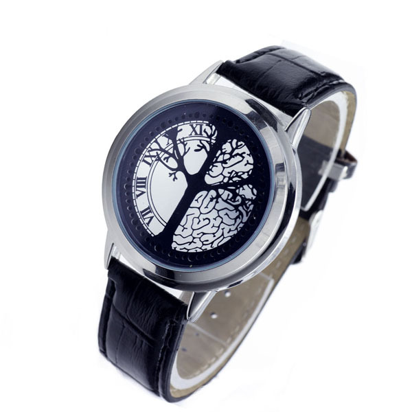 New Arrival Fashion Touchscreen Blue LED Men Boys Tree Of Life Quartz Wrist Watches With Iron