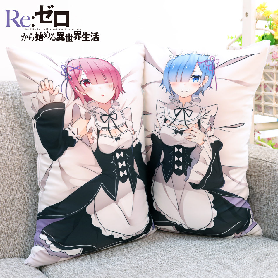 Anime Re:Life in a Different World From Zero Rem & Ram Hugging Body Short Pillow Cute Cushion 2WAY Plush Fabric 35*55/45*70cm