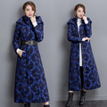 2016 New Fashion X Long Sleeve Jacquard Hooded Coat Flower Print Slim Thicken Jacket Cotton Padded