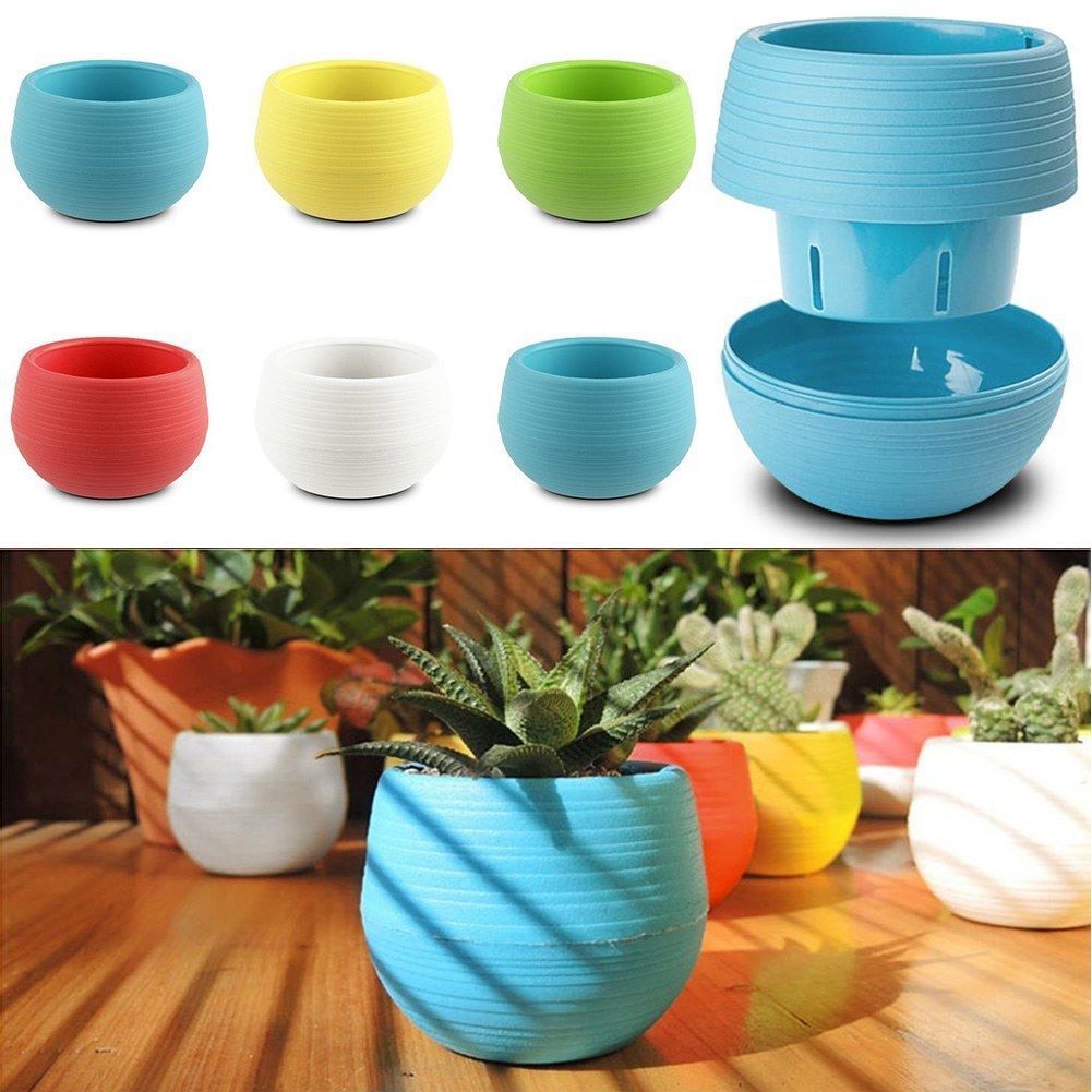 Mini Round Plastic Plant Flower Pots Garden Home Office Decor Planter Many color 
