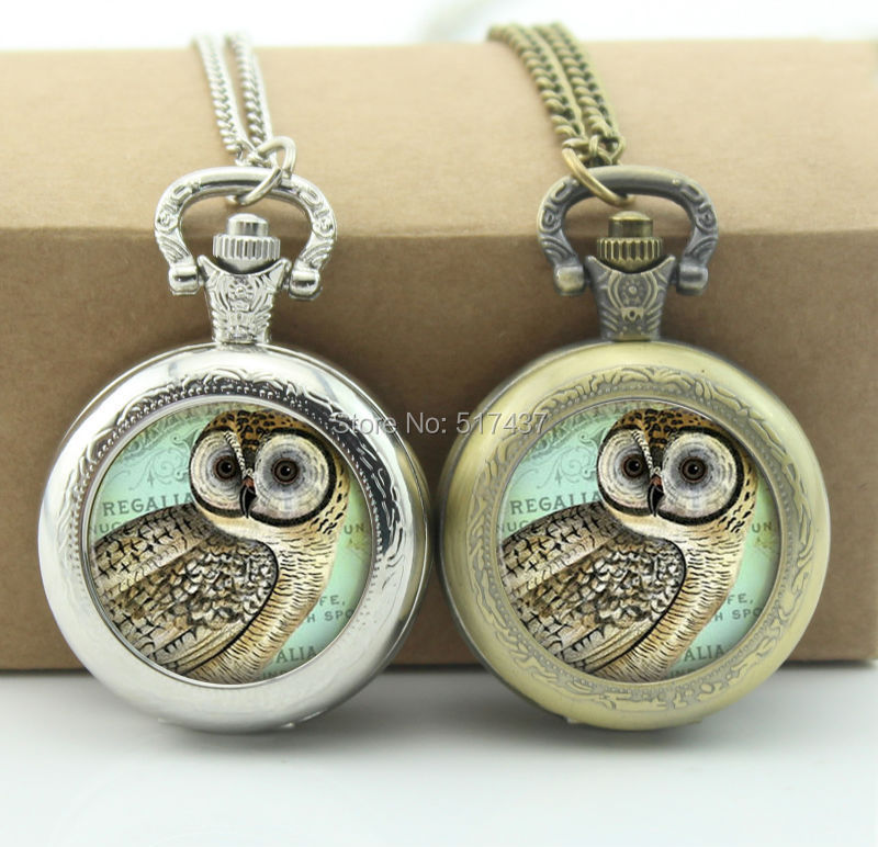 WT-00149 Regal Owl Necklace - Glass Art Pendant Picture Pendant Photo Pendant-