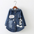 Spring 2016 new children s clothing for girls denim jacket pocket on the right mouse cartoon