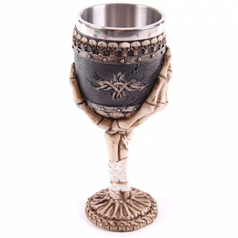 Medieval Knight Wine Goblet Made of Polyresin With Stainless Steel Rim 