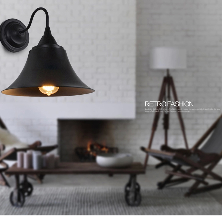 Nordic Industrial Vintage Style Iron Trumpet Type Wall Lamp Bedside Light Asile Light Coffee Shop Light Free Shipping