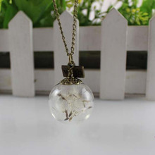 12pcs dandelion pendant necklace birthday gift Irish botanical dandelion seeds wish bottle dandelion necklaces jewelry