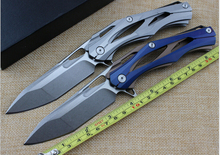 Alexey KONYGIN 58-61 HRC del cuchillo que acampa, material de la lámina D2 cuchillo plegable, lleno de TC4 aleación de titanio + G10 bone