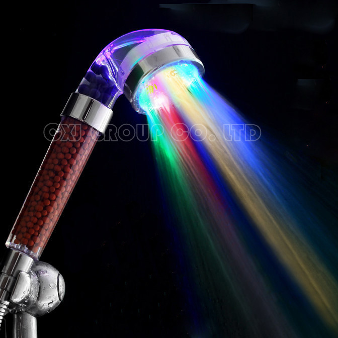 Free Shipping 7 Colors Change Led shower Tourmaline SPA Anion Hand Held Bathroom Led Shower Head Filter Hand Shower Saving Water