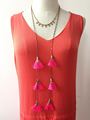 EDEN TASSEL LARIAT NECKLACE GOLD FASHION BRAND STELLA PINK SILK FRINGE TASSEL NECKLACE DOT JEWELRY WHOLESALE