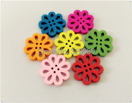 1000pcs/lot 20mm Wooden Sewing Buttons With 4 Holes Baby Shower Craft Scrapbooking Flower Shape Wood Button Cardmaking