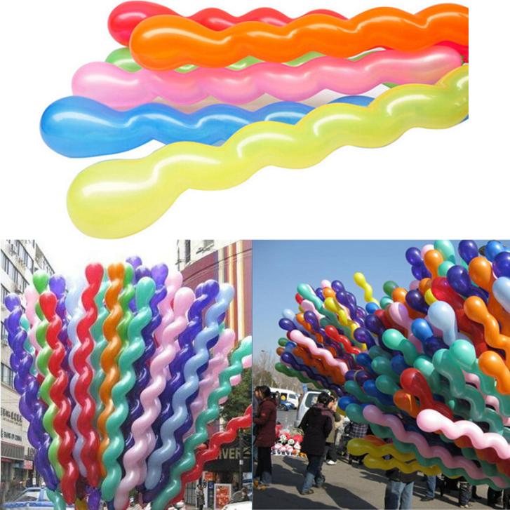100 Pcs/Pack Latex Rubber Helium Spiral Balloons P...