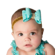 16colors Newborn Luxe Hair Flower Bows Matching Glitter Headband Handmade Hard Bow Headbands For Baby Girls Hair Accessories