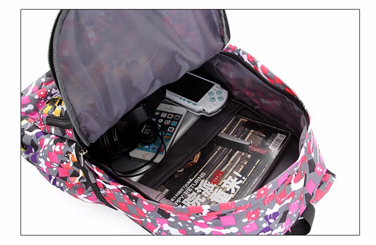 Fashion grid shape women nylon backpack girl school bag Casual Travel bags (25)