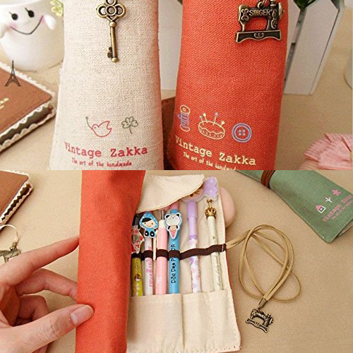 SZS Hot 4 colors School Supplies Retro Volume Pencil Bag Canvas Make Up Cosmetic Pen Pencil Case Pouch Purse Bag for kids